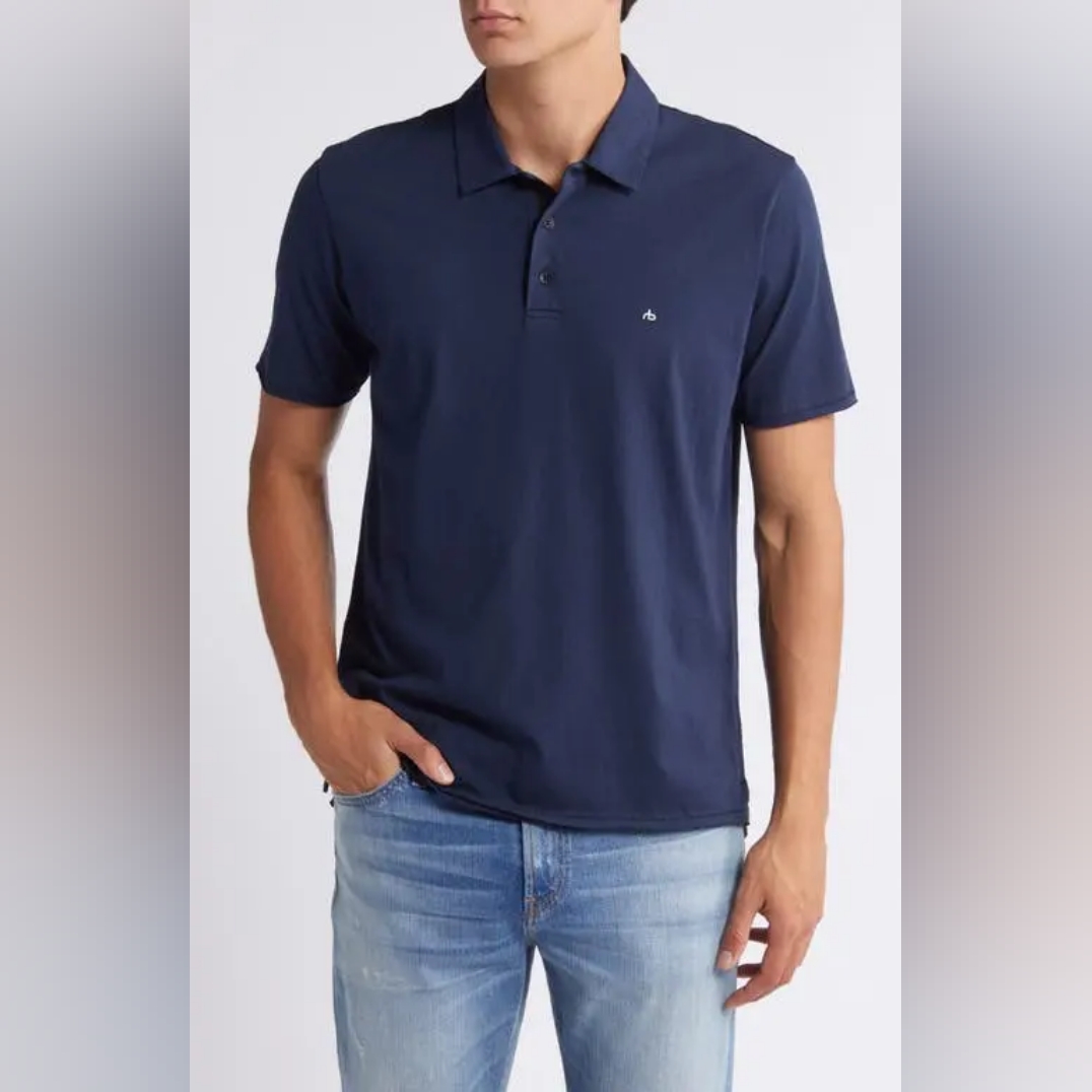 Rag & Bone Principal Jersey Organic Cotton Polo Navy